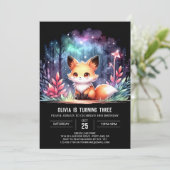 Invitation Minimaliste personnalisé Fox Anniversaire numériqu (Debout devant)