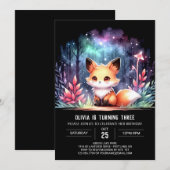 Invitation Minimaliste personnalisé Fox Anniversaire numériqu (Devant / Derrière)
