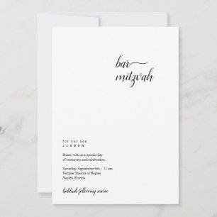 Invitation minimaliste personnalisée Bar Mitzvah