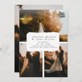 Invitation minimaliste photo 3 noir moderne (Devant / Derrière)