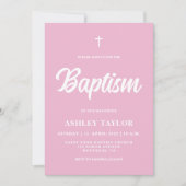 Invitation minimaliste Pink Baby Girl Baptism (Devant)
