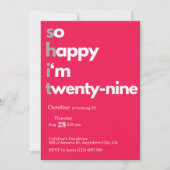 Invitation minimaliste pour 29e anniversaire Moder (Devant)