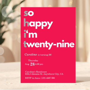 Invitation minimaliste pour 29e anniversaire Moder
