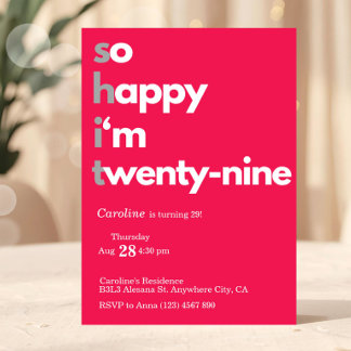 Invitation minimaliste pour 29e anniversaire Moder