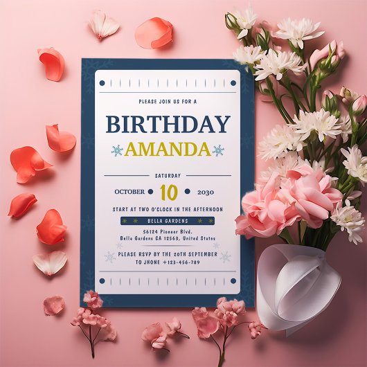 Invitation minimaliste pour l'anniversaire d'hiver