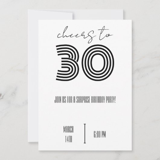 Invitation minimaliste pour les 30 ans (Devant)