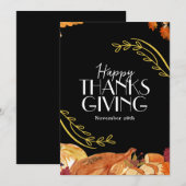 Invitation minimaliste pour Thanksgiving, dîner de (Devant / Derrière)