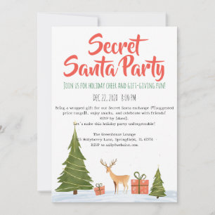 Invitation minimaliste pour une fête de Noël Secre