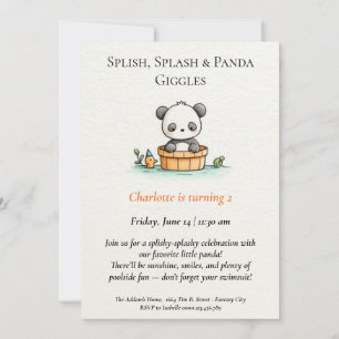 Invitation minimaliste pour une fête de panda au b