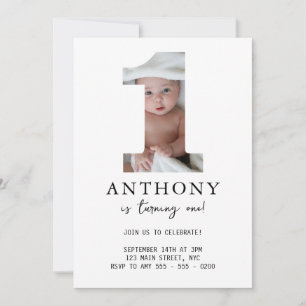 Invitation minimaliste Premier anniversaire Photo 
