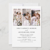 Invitation Minimaliste Quatre Photo Collage Mariage blanc (Devant)