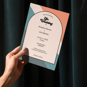 Invitation Minimaliste Rétro Orange Géométrique Le Mariage De