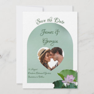 Invitation Minimaliste rose doux & lotus vert enregistrer la
