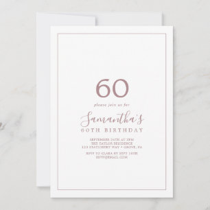 Invitation minimaliste Rose Gold 60e anniversaire
