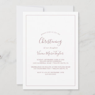 Invitation minimaliste Rose Gold Christening
