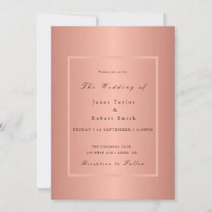 Invitation Minimaliste rose or élégant avec bordure rose