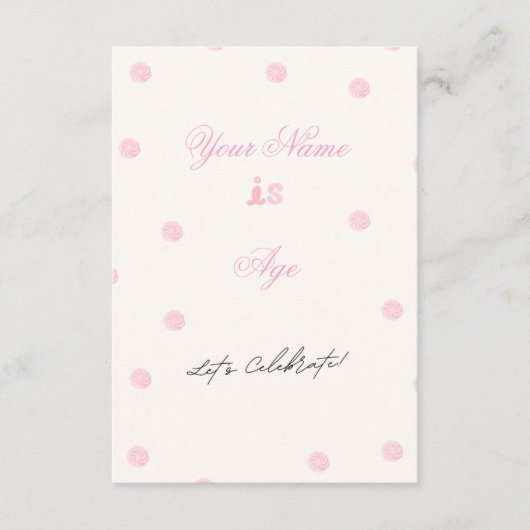 Invitation minimaliste rose pour anniversaire doux (Devant)