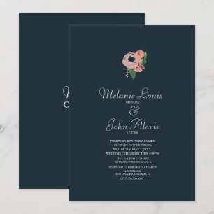 Invitation Minimaliste rose rose rose rose rose florale Maria