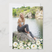 Invitation Minimaliste Roses Blanches Verdure Photo Graduatio (Dos)