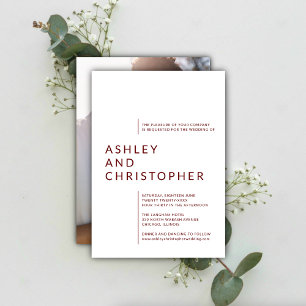 Invitation Minimaliste Ruby Rouge Noms isolés Mariage photo