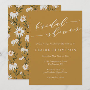 Invitation Minimaliste Rustique Floral Jaune Baby Shower