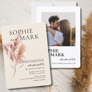 Invitation Minimaliste Rustique Pampas Boho Grass Avec Photo