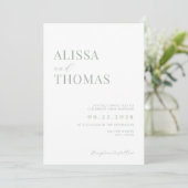 Invitation Minimaliste Sage Vert Mariage moderne (Debout devant)