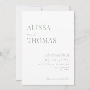 Invitation Minimaliste Sage Vert Mariage moderne
