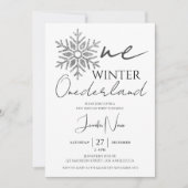 Invitation Minimaliste Silver Winter ONE derland 1er annivers (Devant)