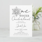 Invitation Minimaliste Silver Winter ONE derland 1er annivers (Debout devant)