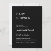Invitation minimaliste simple au Baby shower noir (Devant)