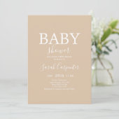 Invitation minimaliste simple Baby shower fille (Debout devant)