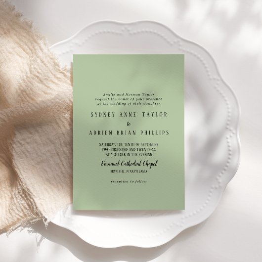 Invitation Minimaliste simple|Mariage traditionnel de sage