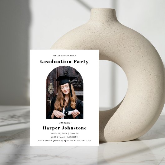 Invitation Minimaliste Simple Photo Graduation Party