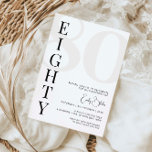 Invitation minimaliste Soixante-dix-huitième anniv<br><div class="desc">Cette invitation minimaliste à la fête du 80ème anniversaire de typographie est parfaite pour une fête d'anniversaire moderne. Le design simple est composé d'une typographie minimaliste classique en noir et blanc et d'une touche moderne. Personnalisable dans n'importe quelle couleur. Gardez le design minimal et élégant, en l'état, ou personnalisez-le en...</div>