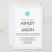 Invitation minimaliste Starfish Beach Wedding, Aqu (Devant)