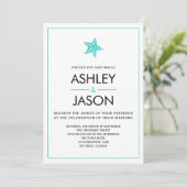 Invitation minimaliste Starfish Beach Wedding, Aqu (Debout devant)