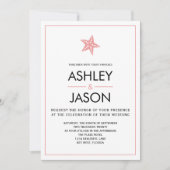 Invitation Minimaliste Starfish Beach Wedding, Ros (Devant)