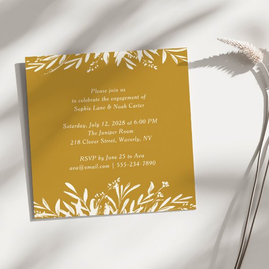 Invitation Minimaliste Terreux Jaune Moutarde Floral Engageme