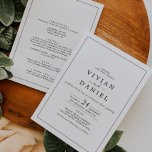 Invitation Minimaliste tout en un Mariage<br><div class="desc">Ce minimaliste tout en un faire-part de mariage est parfait pour un mariage simple. Le design romantique moderne présente une typographie classique en noir et blanc associée à une calligraphie rustique mais élégante avec un style vintage lettré à la main. Personnalisable dans n'importe quelle couleur. Gardez le design simple et...</div>