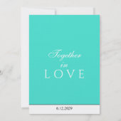 Invitation Minimaliste Turquoise Blanc Monogramme  (Dos)