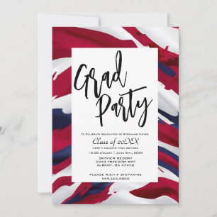 Invitation Minimaliste USA Flag High School Graduation Party