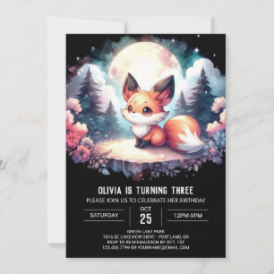 Invitation Minimaliste Whimsical Fox Anniversaire numérique