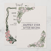 Invitation Minimalistic Floral Rustic Wedding Invite (Devant / Derrière)