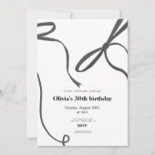 Invitation Minimalst black bow 30th birthday (Devant)