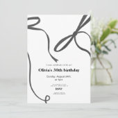 Invitation Minimalst black bow 30th birthday (Debout devant)