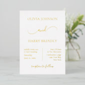 Invitation minime Mariage moderne Real Gold Foil (Debout devant)