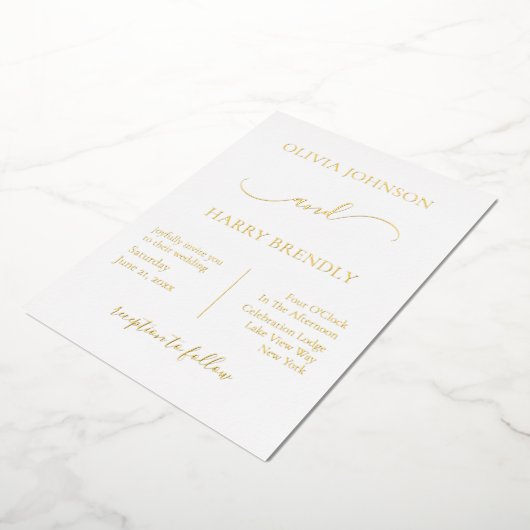 Invitation minime Mariage moderne Real Gold Foil (Rotation)