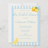 Invitation Minimes Rayures Bleu Clair Citrons Réception de Ma (Devant)