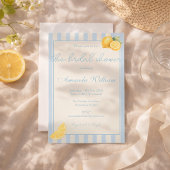 Invitation Minimes Rayures Bleu Clair Citrons Réception de Ma